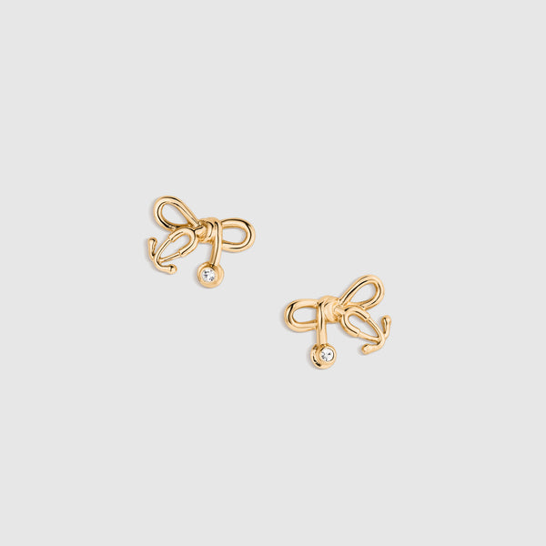 Gold Tiny Stethoscope Bow Stud Earrings