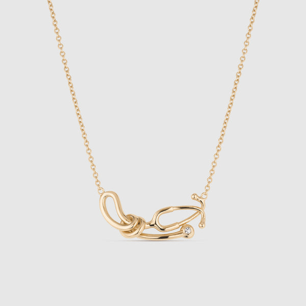 Gold Stethoscope Knot Necklace