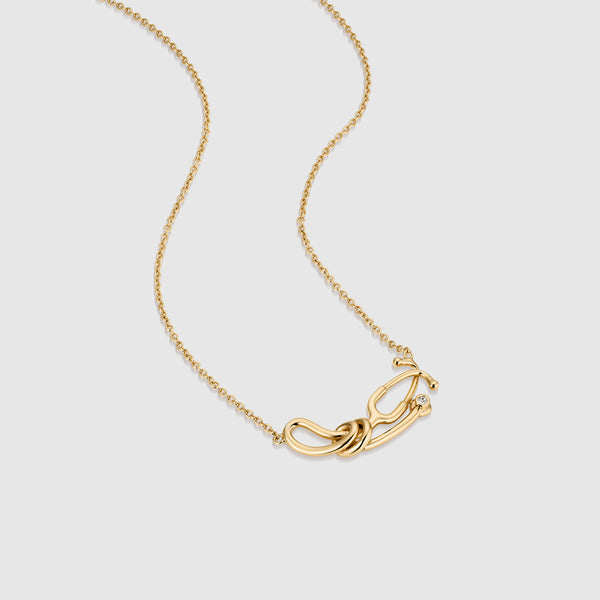 Gold Stethoscope Knot Necklace