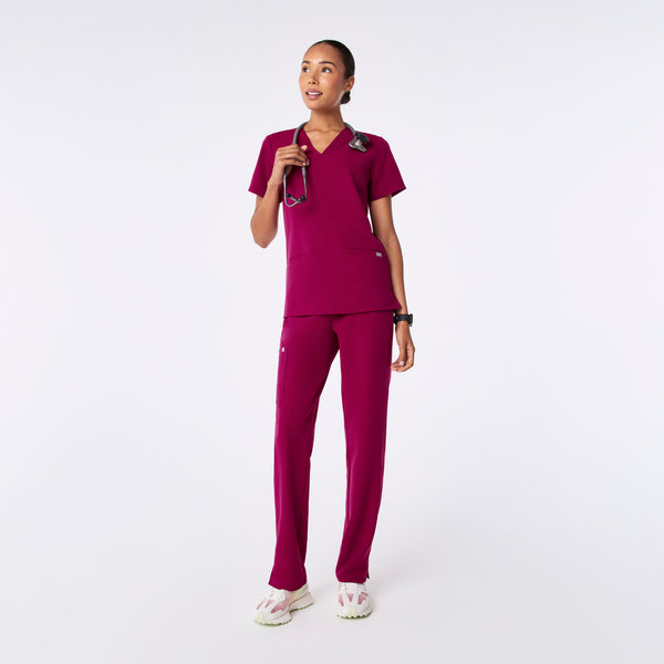 women's Dark Magenta Casma - Three-Pocket Scrub Top™