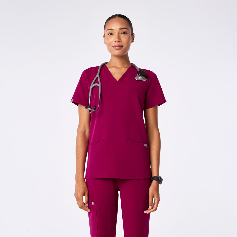 women's Dark Magenta Casma - Three-Pocket Scrub Top™