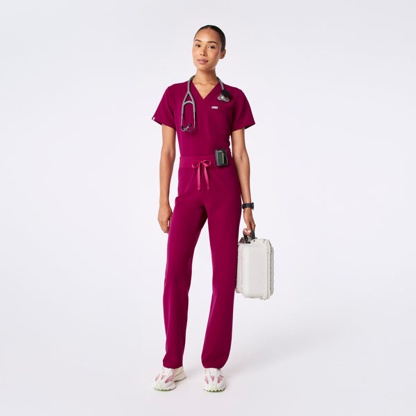 women's Dark Magenta High Waisted Livingston - Petite Basic Scrub Pant™