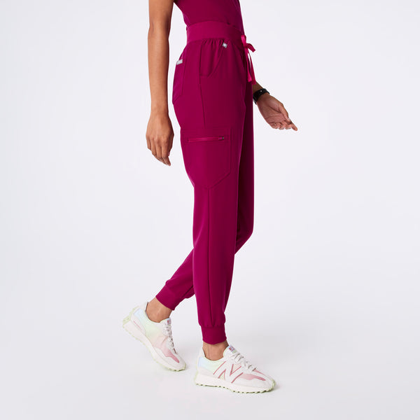 women's Dark Magenta High Waisted Zamora - Petite Jogger Scrub Pant™