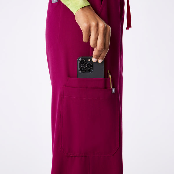 women's Dark Magenta High Waisted Isabel Wide Leg - Scrub Pant