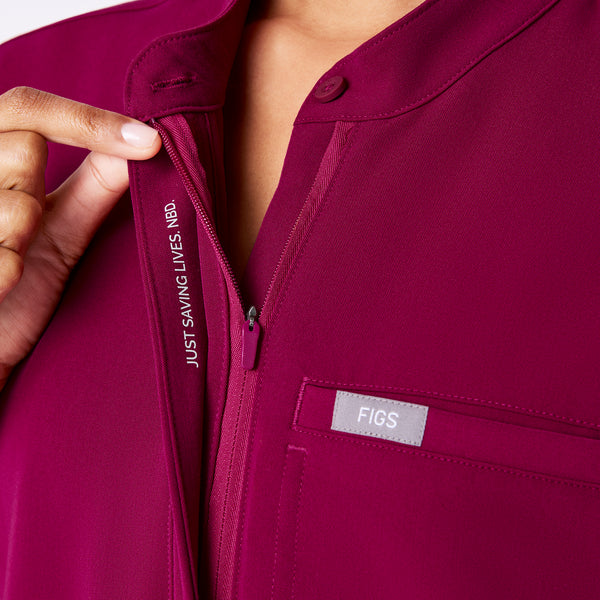 women's Dark Magenta Montex - Mock Neck Scrub Top