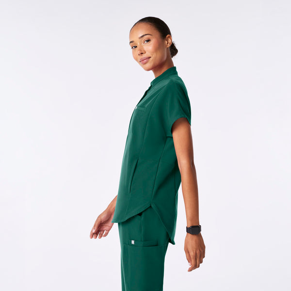 women's Hunter Green Montex - Mock Neck Scrub Top