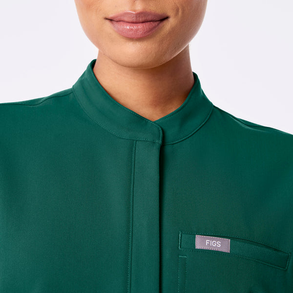 women's Hunter Green Montex - Mock Neck Scrub Top