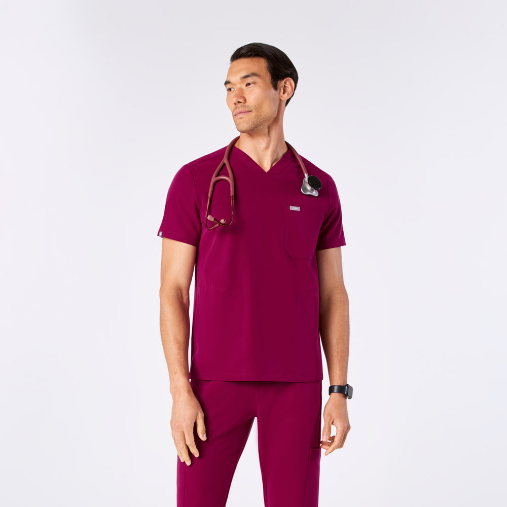 men's Dark Magenta Chisec - Three-Pocket Scrub Top™