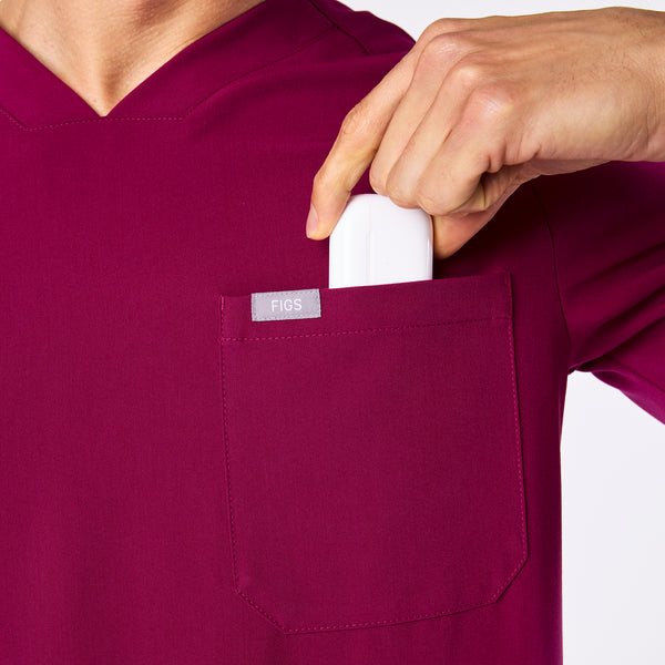 men's Dark Magenta Chisec - Three-Pocket Scrub Top™