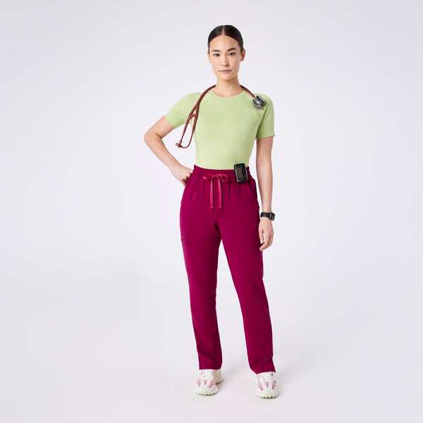 women's Dark Magenta High Waisted Dowa - Tall Scrub Pants