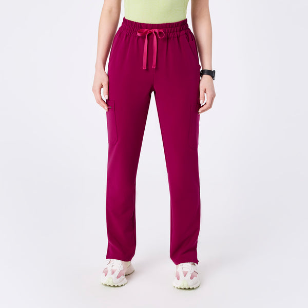 women's Dark Magenta High Waisted Dowa - Petite Scrub Pants