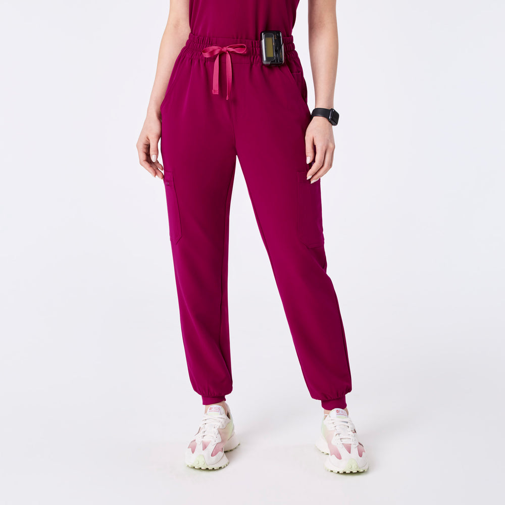 women's Dark Magenta High Waisted Uman Relaxed - Jogger Scrub Pant