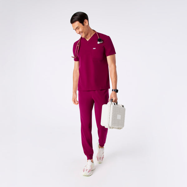 men's Dark Magenta Leon - Three-Pocket Scrub Top™