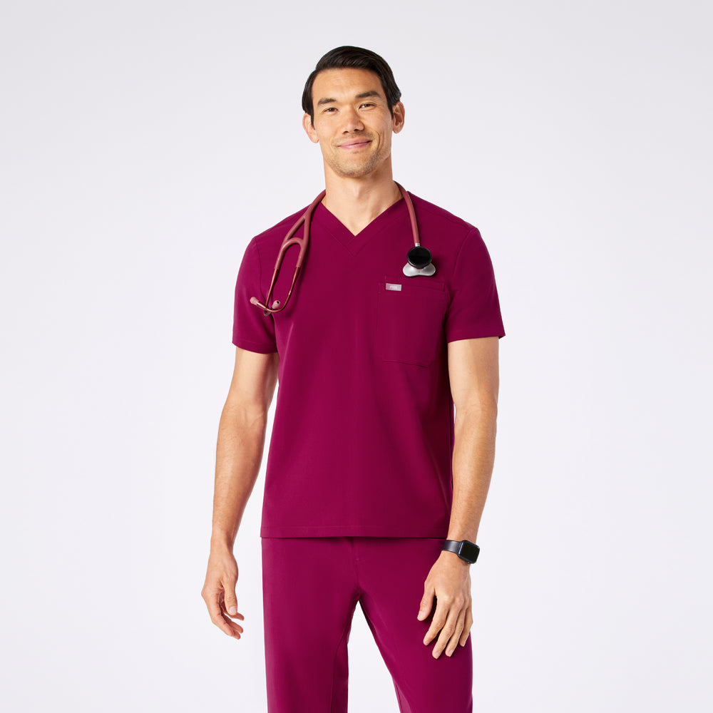 men's Dark Magenta Leon - Three-Pocket Scrub Top™