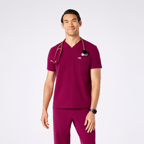 men's Dark Magenta Leon - Three-Pocket Scrub Top™