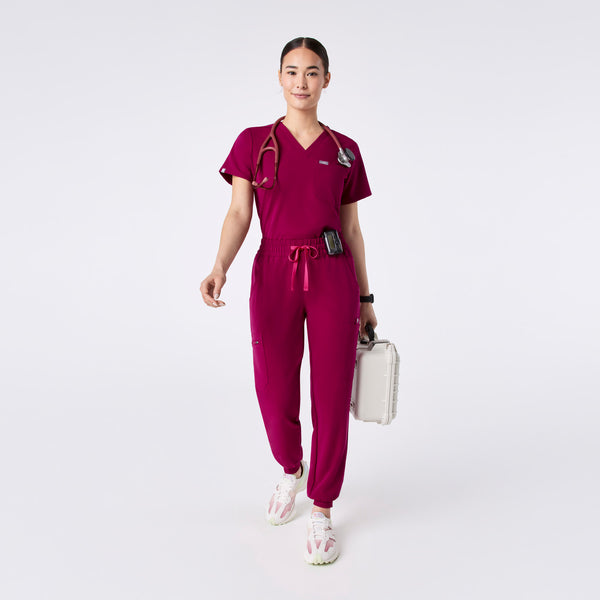 women's Dark Magenta Uman Relaxed - Tall Jogger Scrub Pant