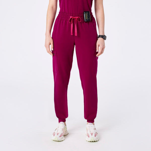 women's Dark Magenta Uman Relaxed - Petite Jogger Scrub Pant