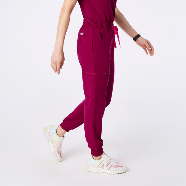 women's Dark Magenta Uman Relaxed - Petite Jogger Scrub Pant