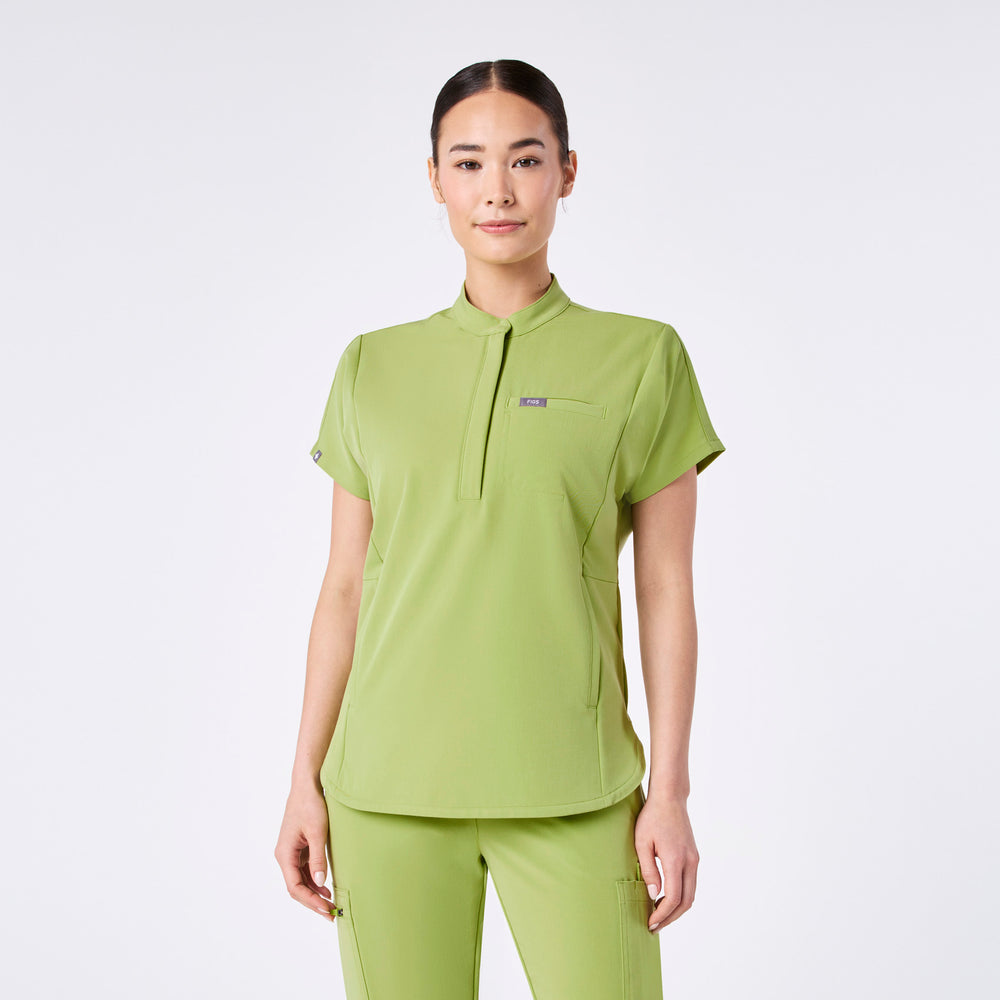 women's Matcha Montex - Mock Neck Scrub Top