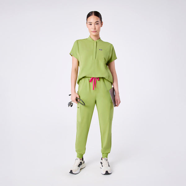 women's Matcha Montex - Mock Neck Scrub Top