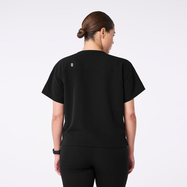 women's Black Canela Crewneck - Scrub Top