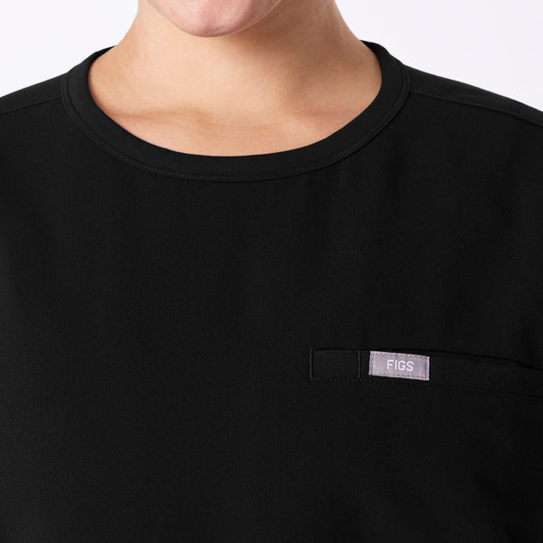 women's Black Canela Crewneck - Scrub Top