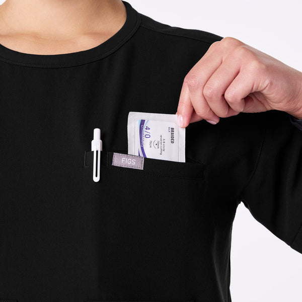 women's Black Canela Crewneck - Scrub Top
