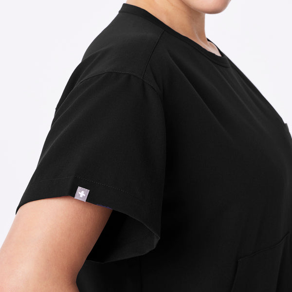 women's Black Canela Crewneck - Scrub Top