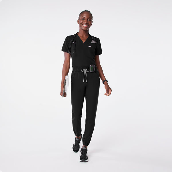 women's Black Regina High Waisted Slim Jogger - Tall Scrub Pant