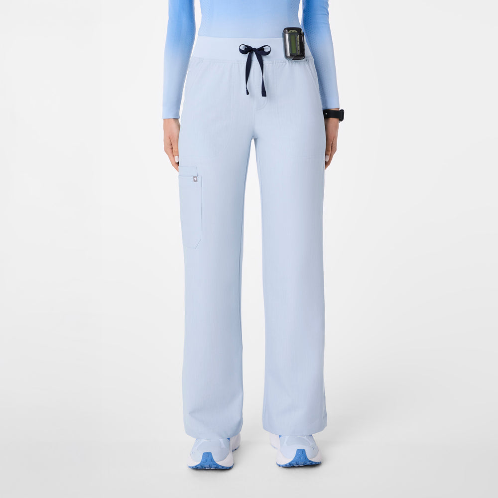 women's Chambray High Waisted Isabel Wide Leg - Petite Scrub Pant