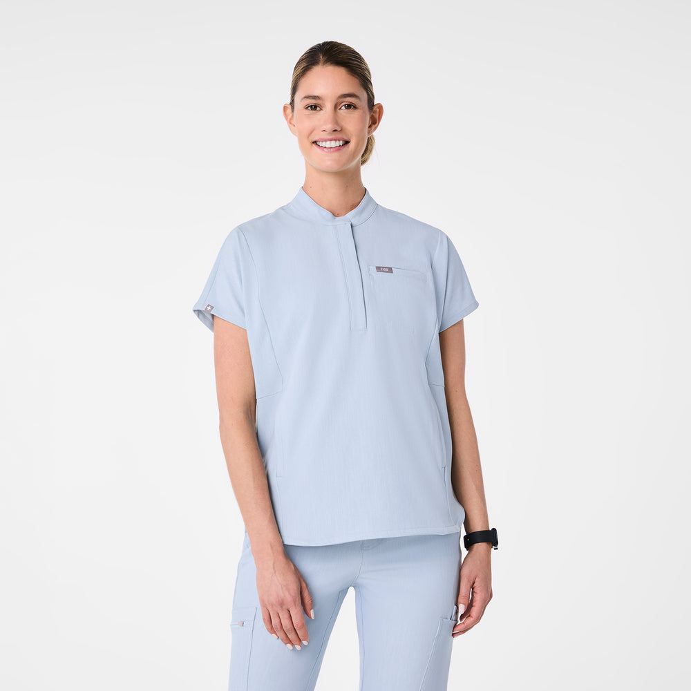 women's Chambray Montex - Mock Neck Scrub Top