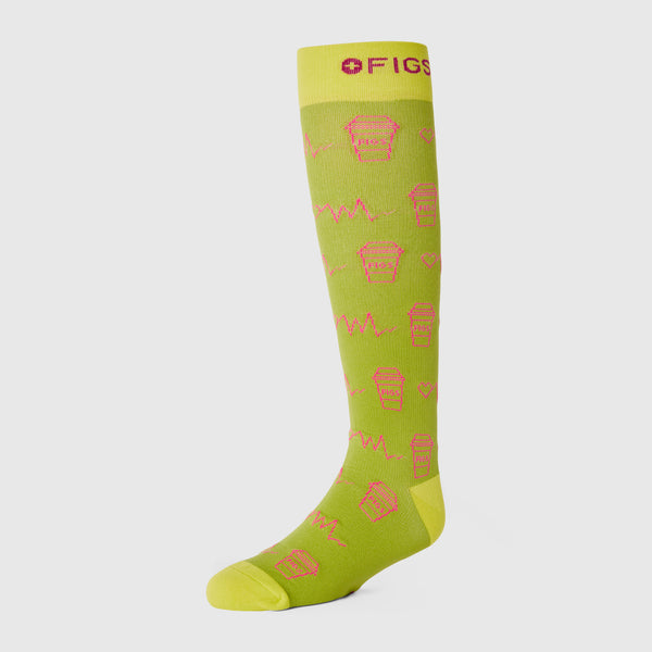 men's Matcha Coffee Icon Drawings - Compression Socks