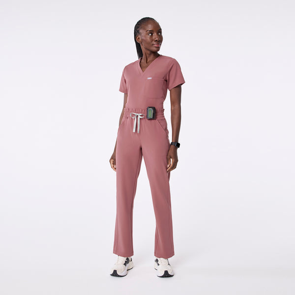 Women's Mauve Davia High-Rise Straight-Leg - Petite Scrub Pant