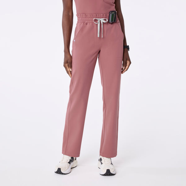 Women's Mauve Davia High-Rise Straight-Leg - Petite Scrub Pant