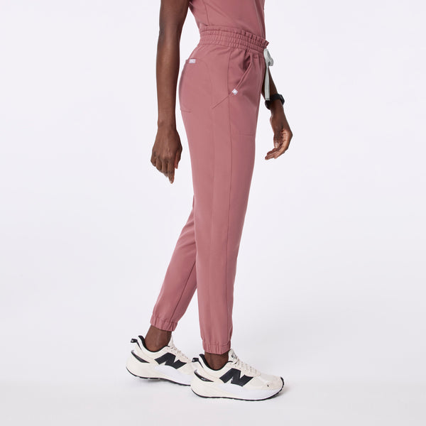 women's Mauve Regina High Waisted Slim Jogger - Petite Scrub Pant