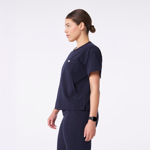 women's Navy Canela Crewneck - Scrub Top