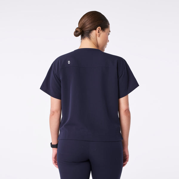 women's Navy Canela Crewneck - Scrub Top