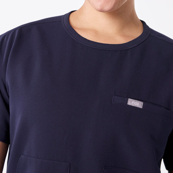 women's Navy Canela Crewneck - Scrub Top