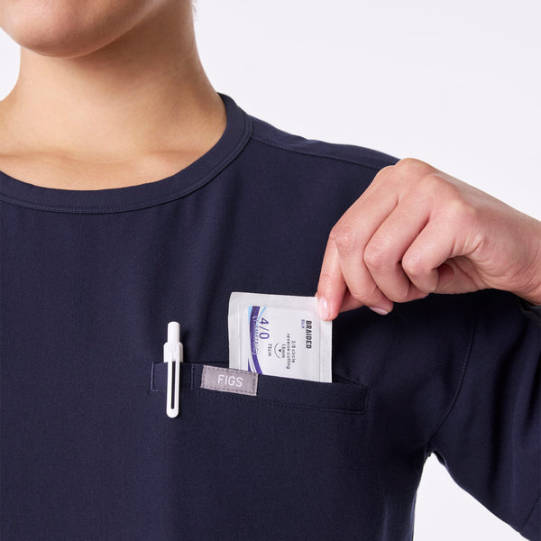 women's Navy Canela Crewneck - Scrub Top
