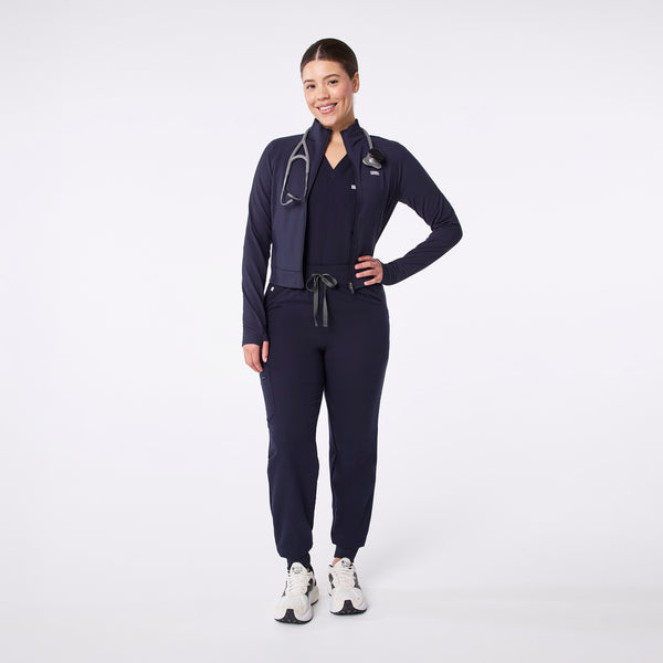 women's Navy On-Shift ContourKnit Cropped Jacket™