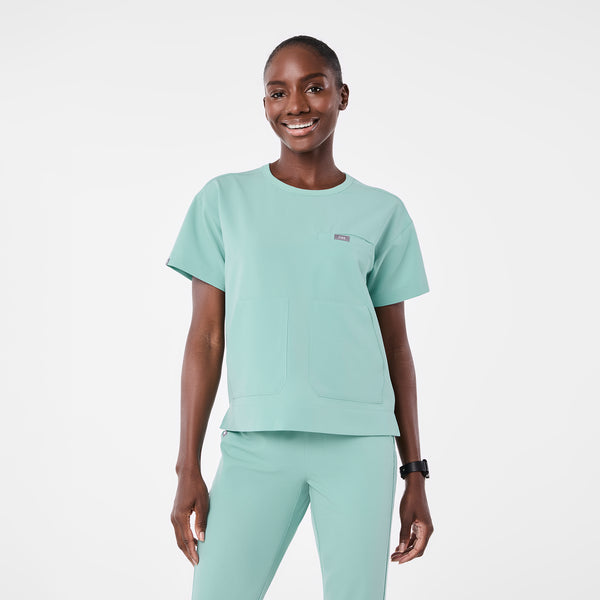 women's Seaglass Canela Crewneck - Scrub Top