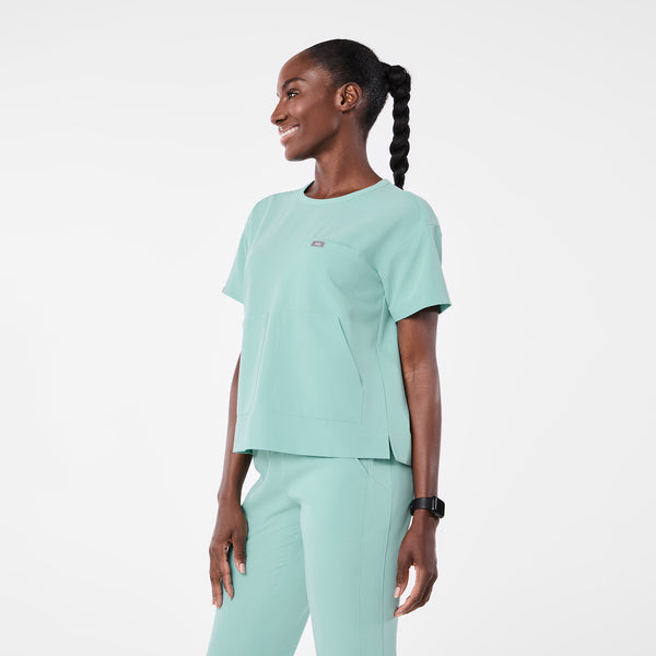 women's Seaglass Canela Crewneck - Scrub Top