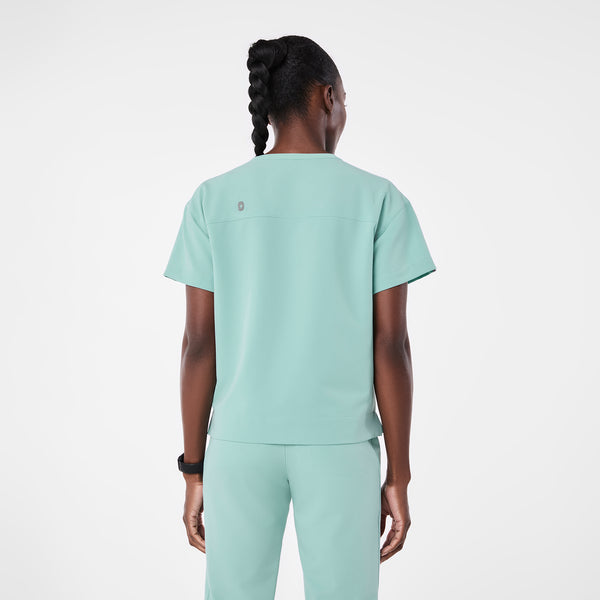 women's Seaglass Canela Crewneck - Scrub Top