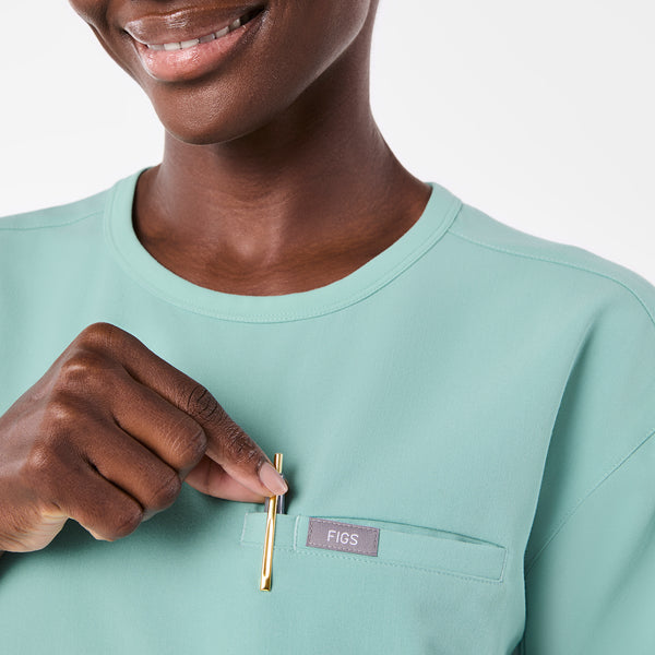 women's Seaglass Canela Crewneck - Scrub Top