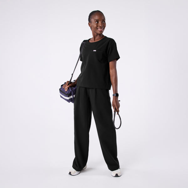 women's Black Cabral Relaxed Crewneck - Scrub Top