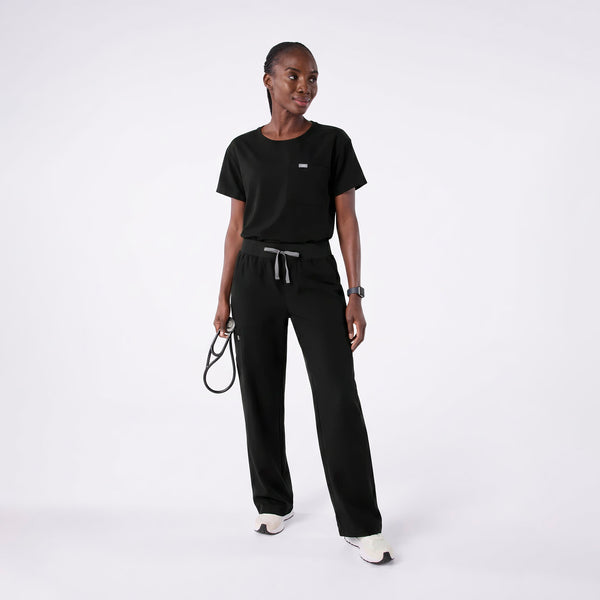 women's Black Cabral Relaxed Crewneck - Scrub Top