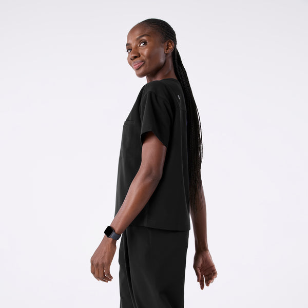 women's Black Cabral Relaxed Crewneck - Scrub Top