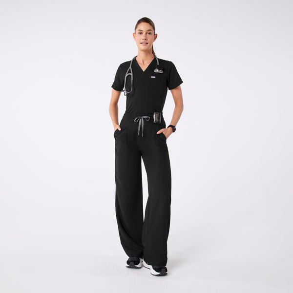 women's Black Ultra High Rise Shelby Wide Leg - Scrub Pant
