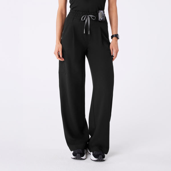 women's Black Ultra High Rise Shelby Wide Leg - Tall Scrub Pant