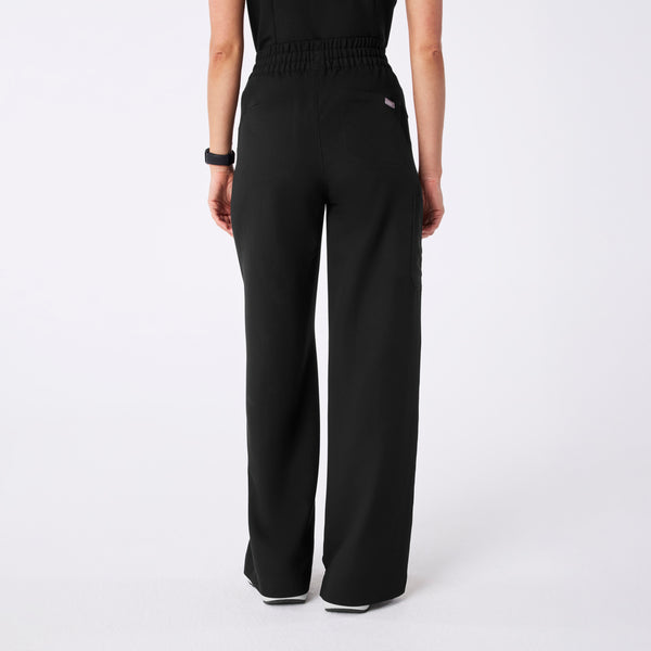 women's Black Ultra High Rise Shelby Wide Leg - Petite Scrub Pant